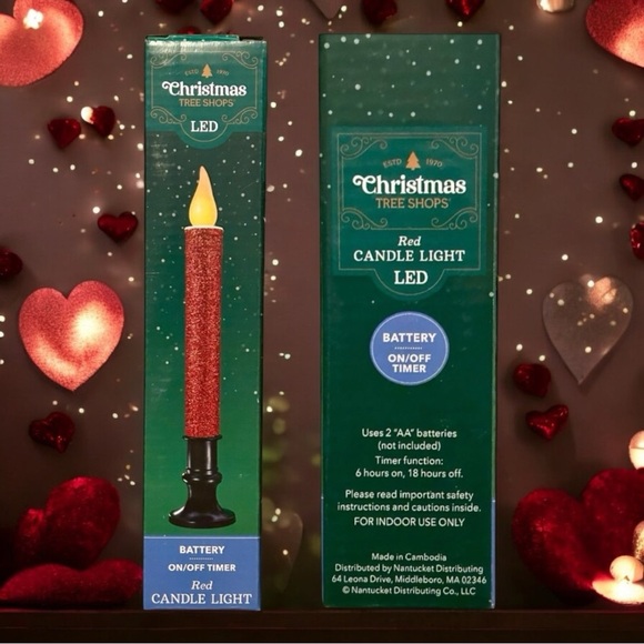 🆕Trendy Red Glittery LED Candles with a Black Base! Set of 4, Timer, Battery Op! - Picture 5 of 11